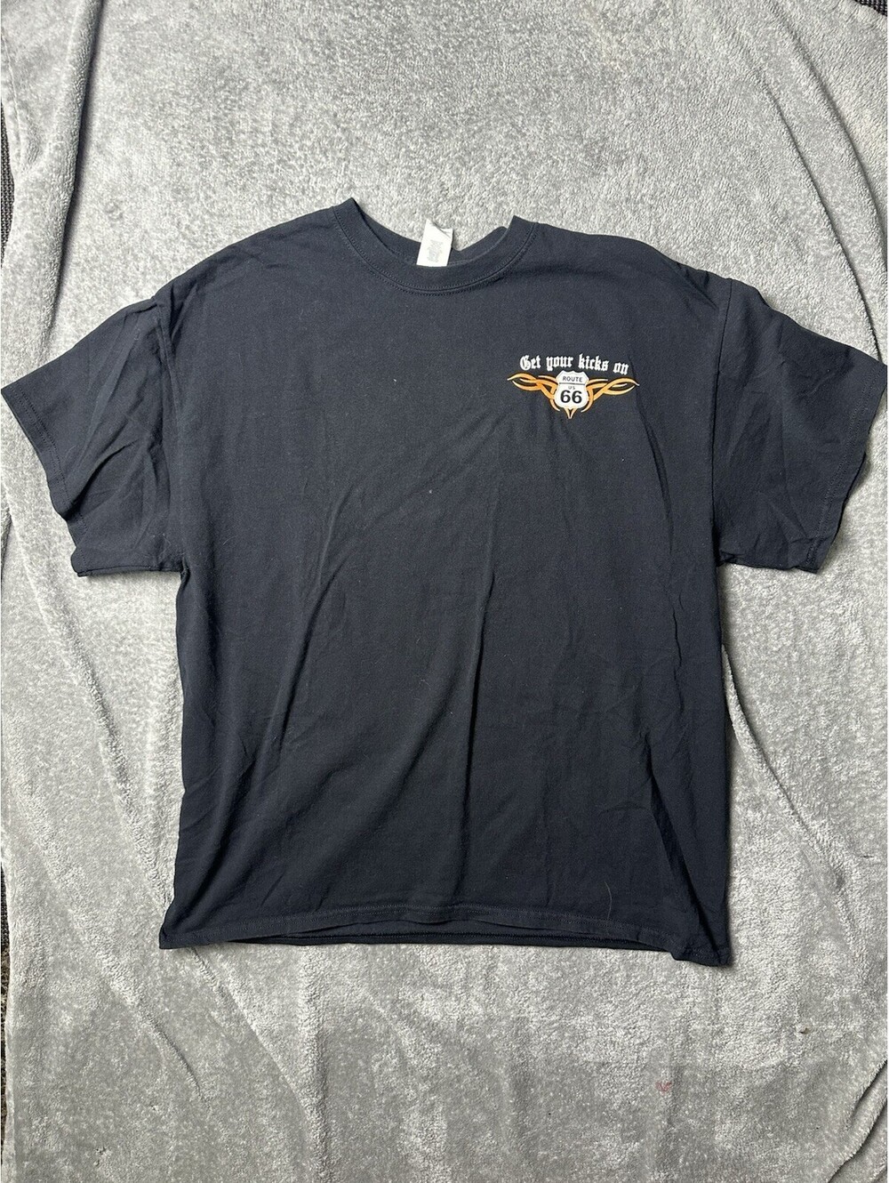 Route 66 Get Your Kicks Motorcycle T Shirt XL Black Double Sided Biker Tee - Picture 3 of 4